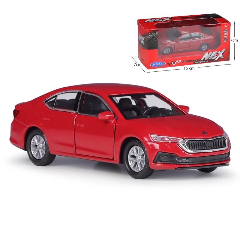 1/36 Scale Skoda Octavia Toy Car Model Welly Diecast Metal Vehicle Miniature Pull Back Free Wheels Collection Gift for Children Boys
