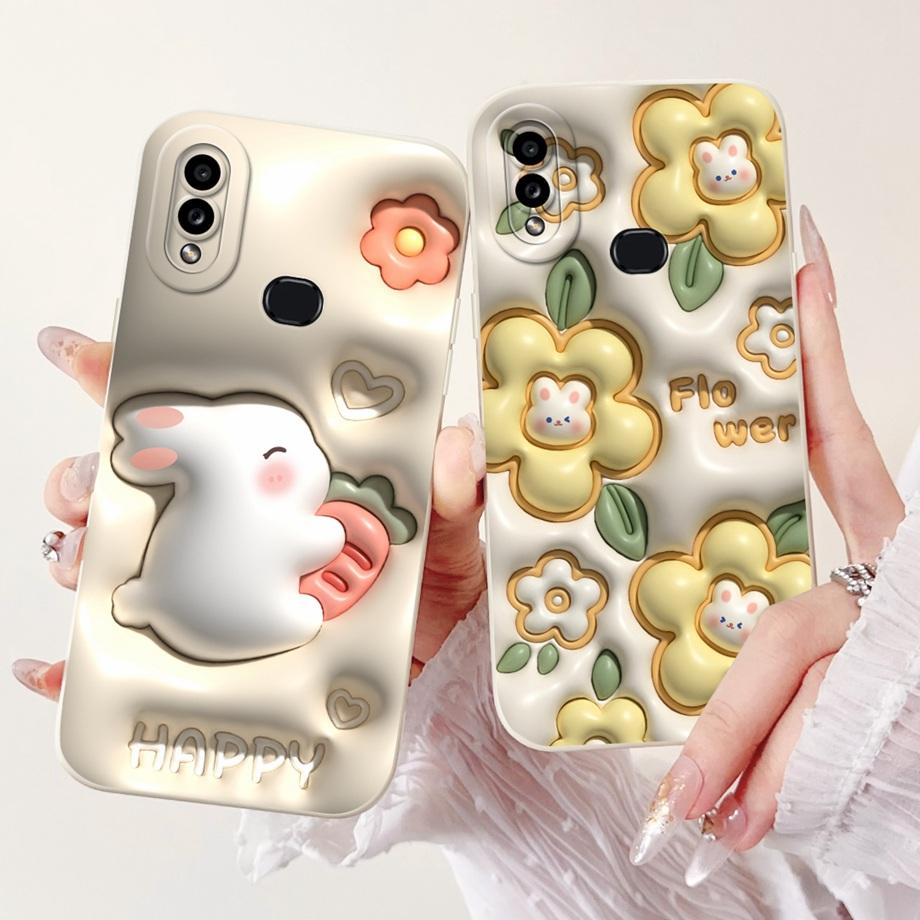Чехол для Samsung Galaxy A10 A105F A10s A107F Мягкая задняя крышка из жидкого силикона для Samsung M01s SM-M017F Чехол Кролик Кошка Панда