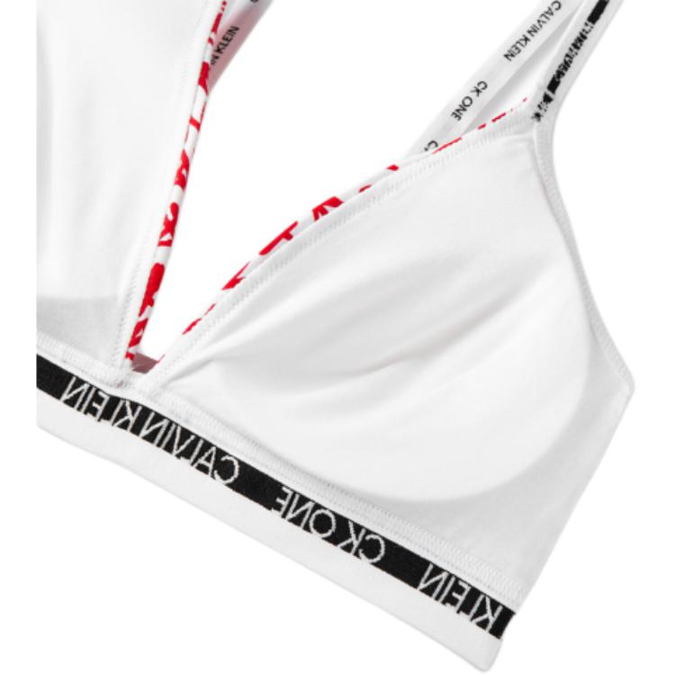Calvin Klein SS23 Буквенный принт Съемный бюстгальтер с подкладкой Женское нижнее белье Белый Красный QF5730-5V1