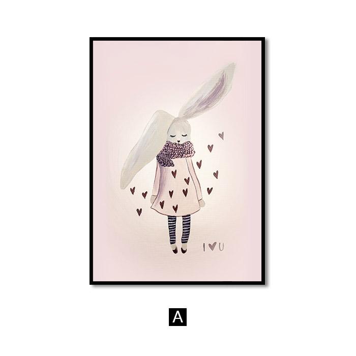 Розовый детский цветок для девочек, настенная живопись на холсте, картина с лошадью, лебедем, плакаты на скандинавскую тему и принты, настенные панно для гостиной, детской комнаты