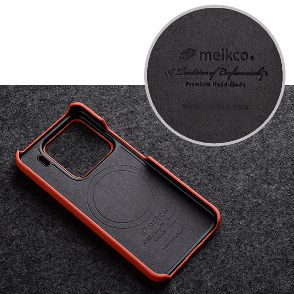 MELKCO For Xiaomi 15 Case Genuine Cow Leather PC Phone Cover Magnetic Case