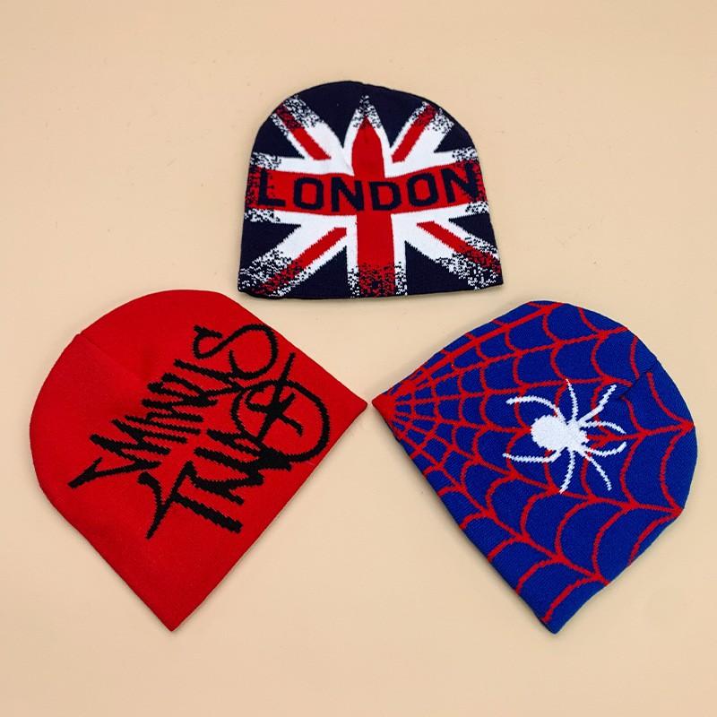 Skull Flame Spider Knit Beanie Men Women Winter Warm Hip Hop Hat