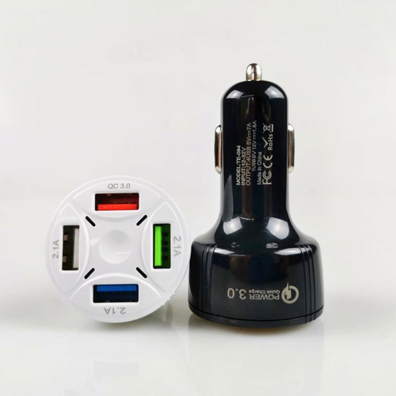 1 шт. 35 Вт автомобильное зарядное устройство круглое 4 порта USB 7A QC 3.0 быстрая зарядка телефона зарядное устройство адаптер для iPhone Samsung Xiaomi автомобильные аксессуары