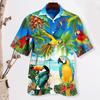 Fashion Hawaiian Shirt Turn-down Collar Versatile Thin Men Tropic Leaves Printed Casual Holiday Daily Garment