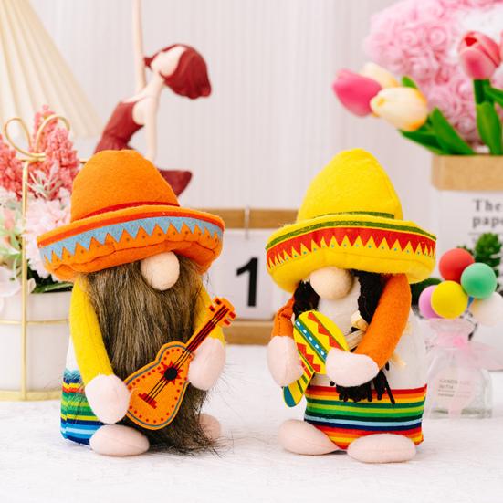 Thanksgiving Festival Doll Hold Plush Doll Faceless Dwarf Gnomes A Guitar Plush Toy Mexico Carnival Party Gnomes