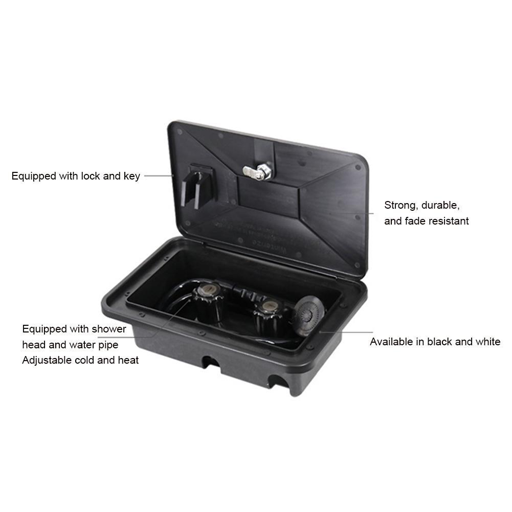 1 Set RV Shower Box Kit With Lock Boat Marine Camper Motorhome Bathroom Kit Accessories White Black
