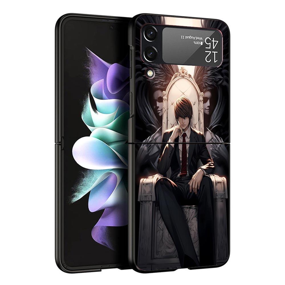 N-Note D-Death Yagami Light Black Phone Case For Samsung ZFlip7 ZFlip6 ZFlip5 ZFlip4 ZFlip3 5G Hard Protective Galaxy Z Flip 3 4