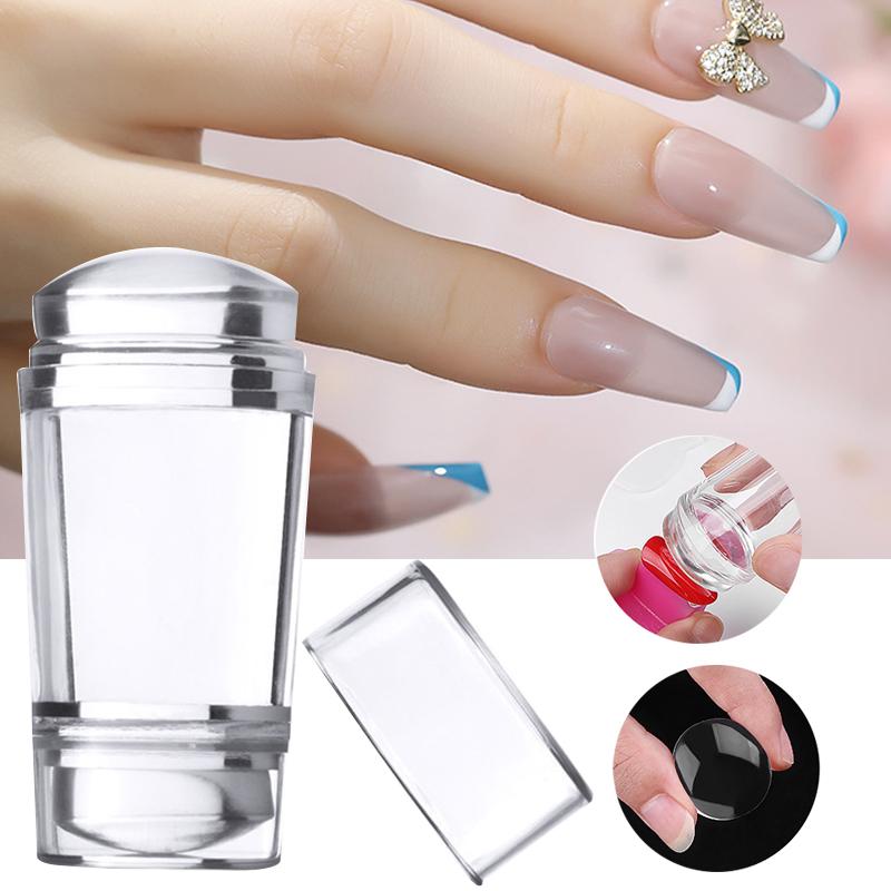 Double-Headed Nail Art Stamp Transparent Silicone Nail Printing Plate DIY Manicure Tools for Women Girls