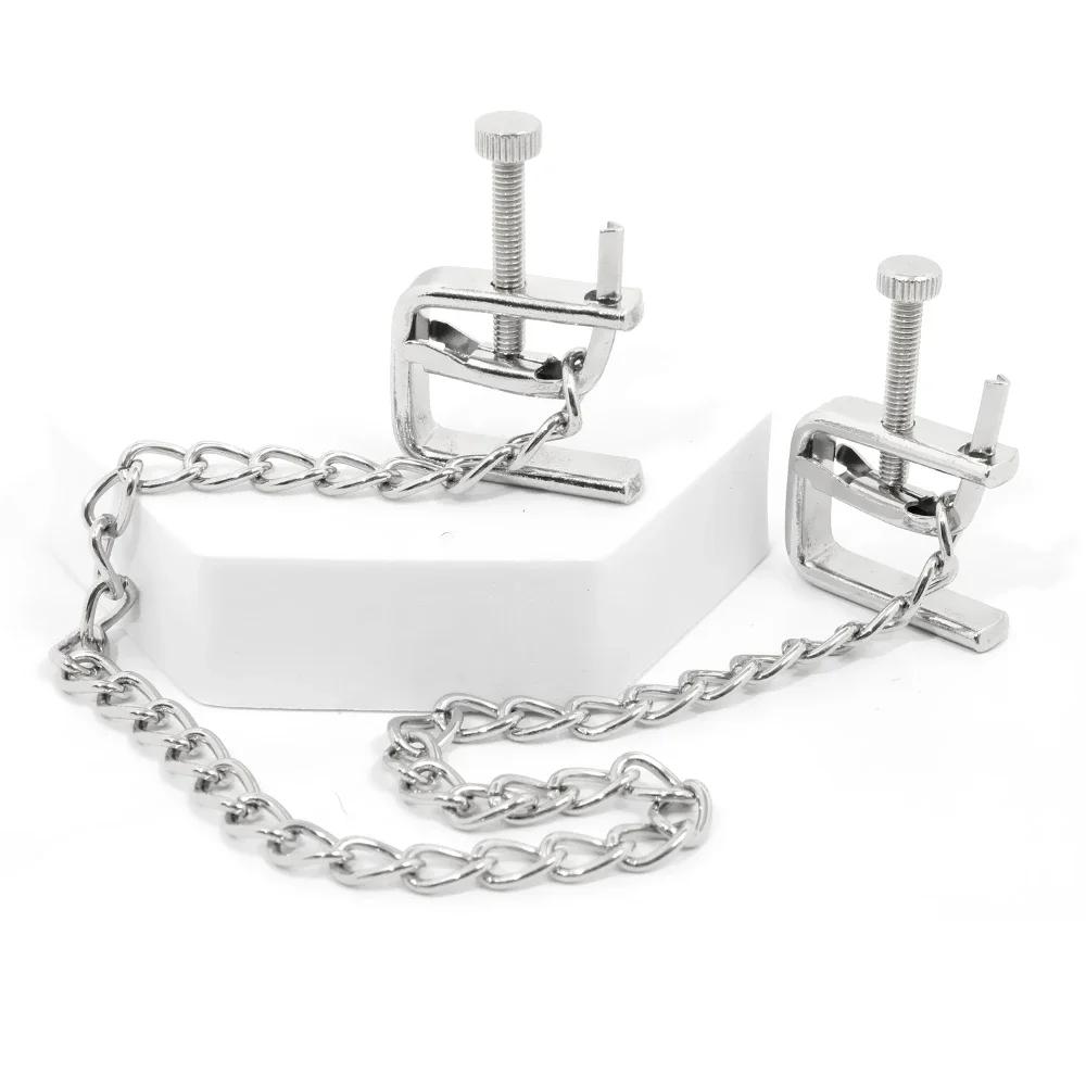 Регулируемые металлические цепочные зажимы для сосков, экстремальные фетиш-рабыни, секс-товары для взрослых, инструменты для секс-игр, эротические товары