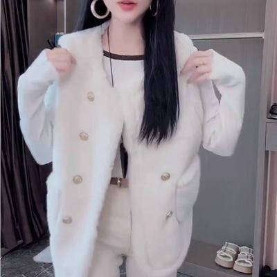 Xiaoxiangfeng двубортный трикотажный жилет куртка для женщин осень-зима свитер кардиган утолщенный теплый топ без рукавов