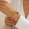 Fashion Colored Five-leaf Clover Flower Tassel Pendant Geometric Metal Stainless Steel Chain Necklace Bracelet for Women Jewelry