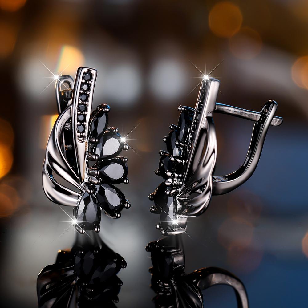 Изысканные синие зеленые серьги-кольца с цирконием для женщин, серебряные висячие серьги с цветком, элегантные вечерние украшения