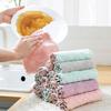 Plain Printed Double-sided Absorbent Rag Non-shedding Non-oil Coral Velvet Dish Towel Dry and Wet Dish Cloth