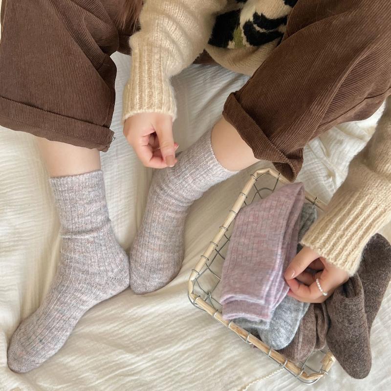 Носки женские осенне-зимние термобелье для дома носки для сна шерстяные кашемировые утолщенные теплые носки средней длины рождественские подарки