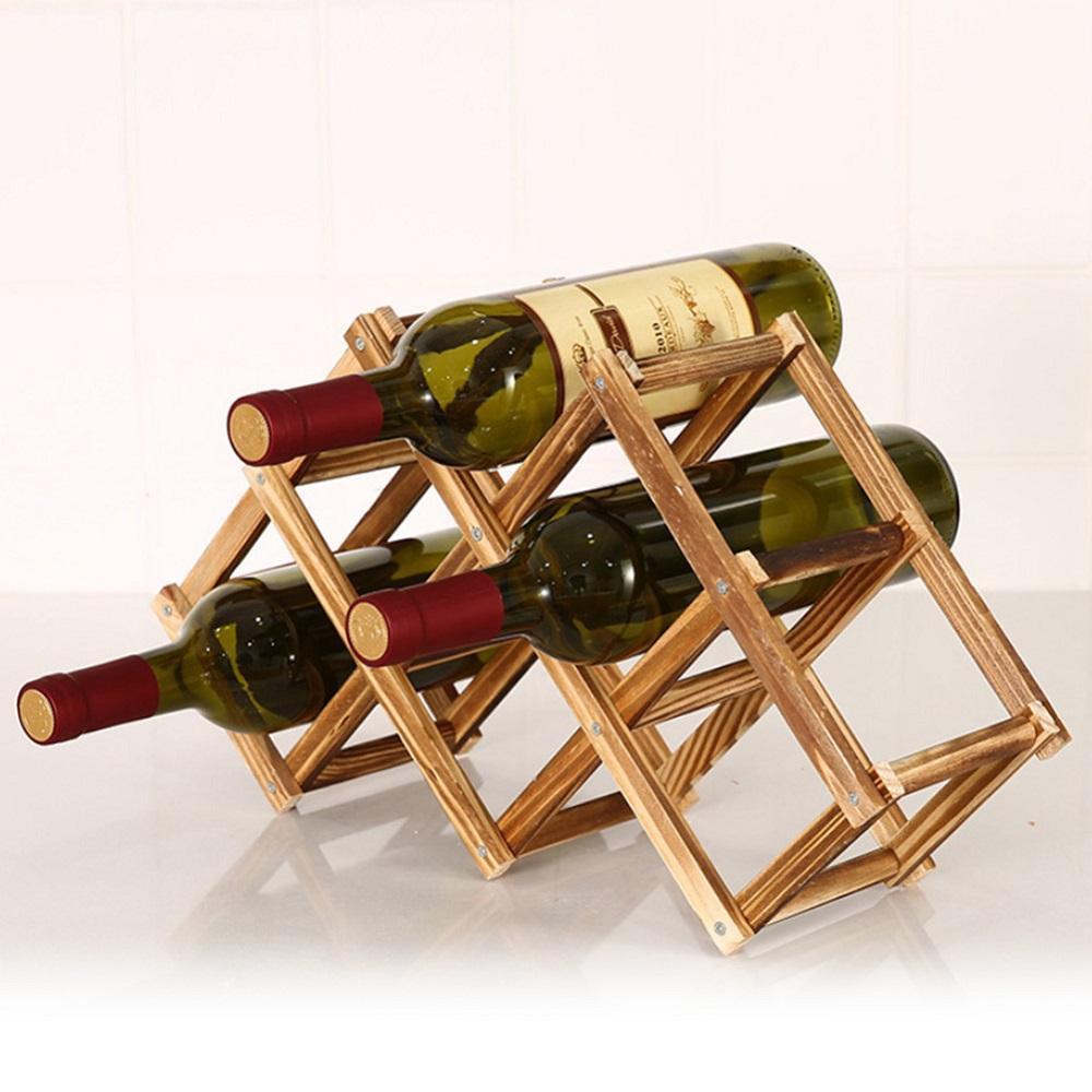 Wooden Wine Rack Holders Folding Red Wine Bottle Display Storage Racks Cabinet Wine Bottle Organizer For Bar 3/6/10 Bottle