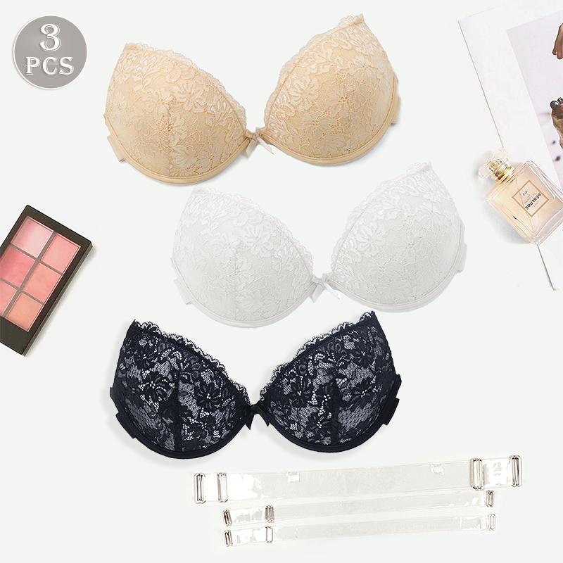 3 шт. Женский невидимый бюстгальтер, сексуальное кружевное прозрачное нижнее белье с бретельками сзади, с подкладкой, пуш-ап, на косточках, нижнее белье для вечернего платья, чашка BC