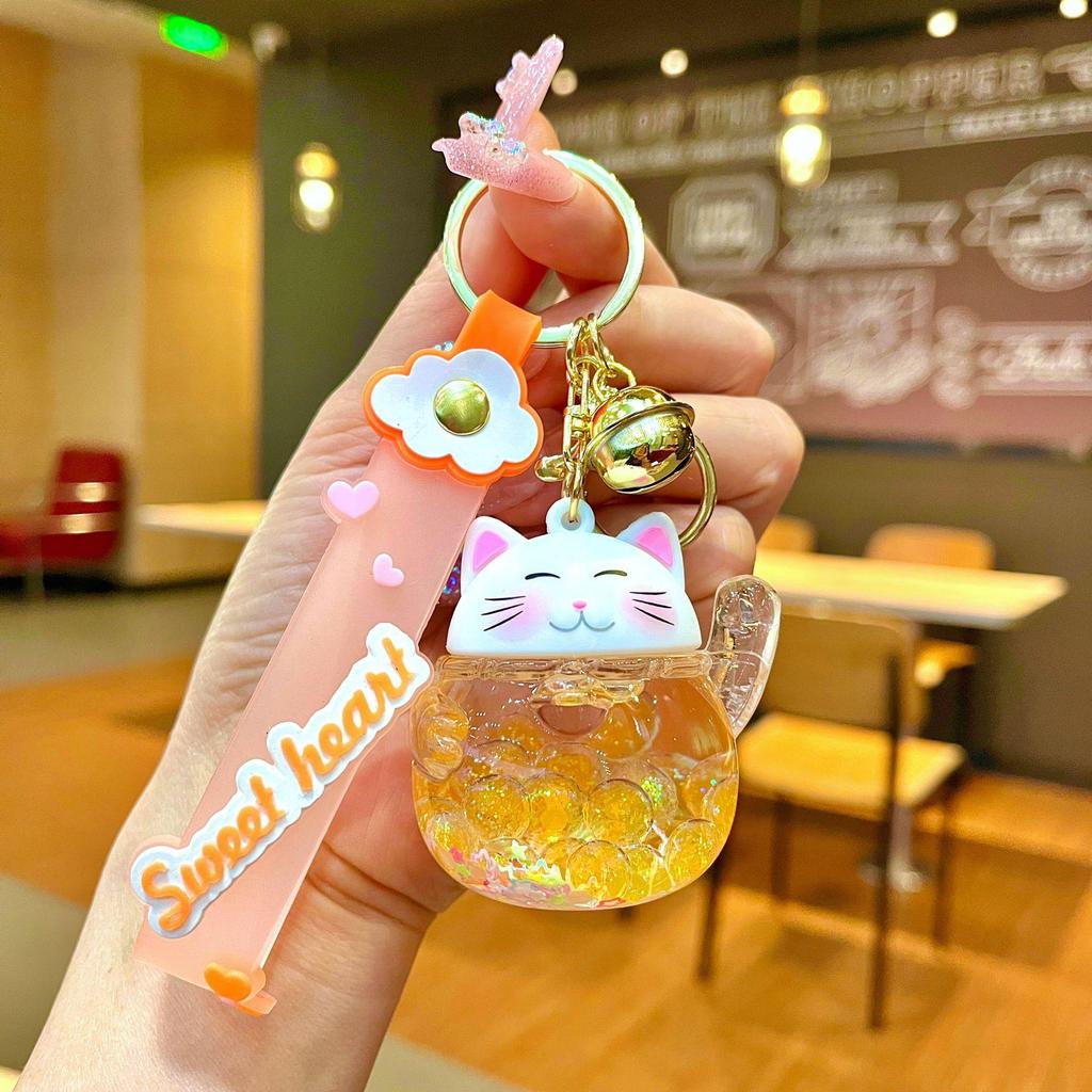 Брелок-подвеска Lucky Cat Quicksand с масляным наполнением - милый маленький подарок