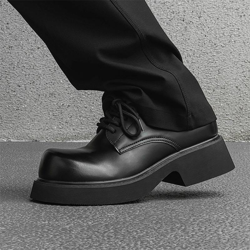 Дерби на толстой подошве Мужская обувь Классические модные дизайнерские стили Досуг Открытый воздух Вечеринка Красивые молодые кожаные туфли Коричневый