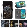 IPhone Samsung Xiaomi Huawei Honor Google uchun Yuqori aniqlikdagi Gullar bilan bo'yalgan PU Teri Telefon G'ilofi Kartalar uchun bo'limlar Hamyon Funda Tutqich Qopqoq