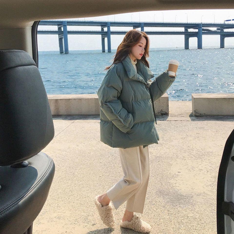 Женский пуховик осень/зима винтажный с лацканами куртка короткая свободная однотонная стеганая куртка с пуговицами на хлопковой подкладке