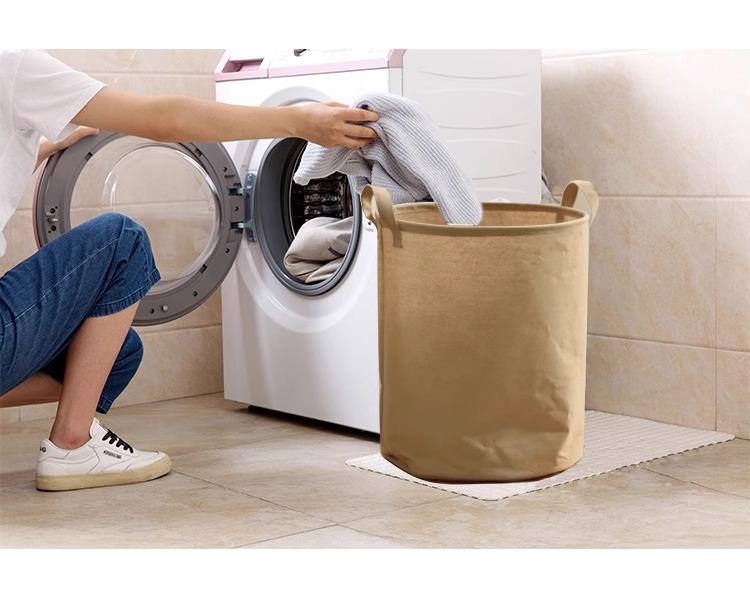 Cotton and linen Japanese fabric dirty clothes basket folding large dirty clothes bucket clothes storage bucket drawstring