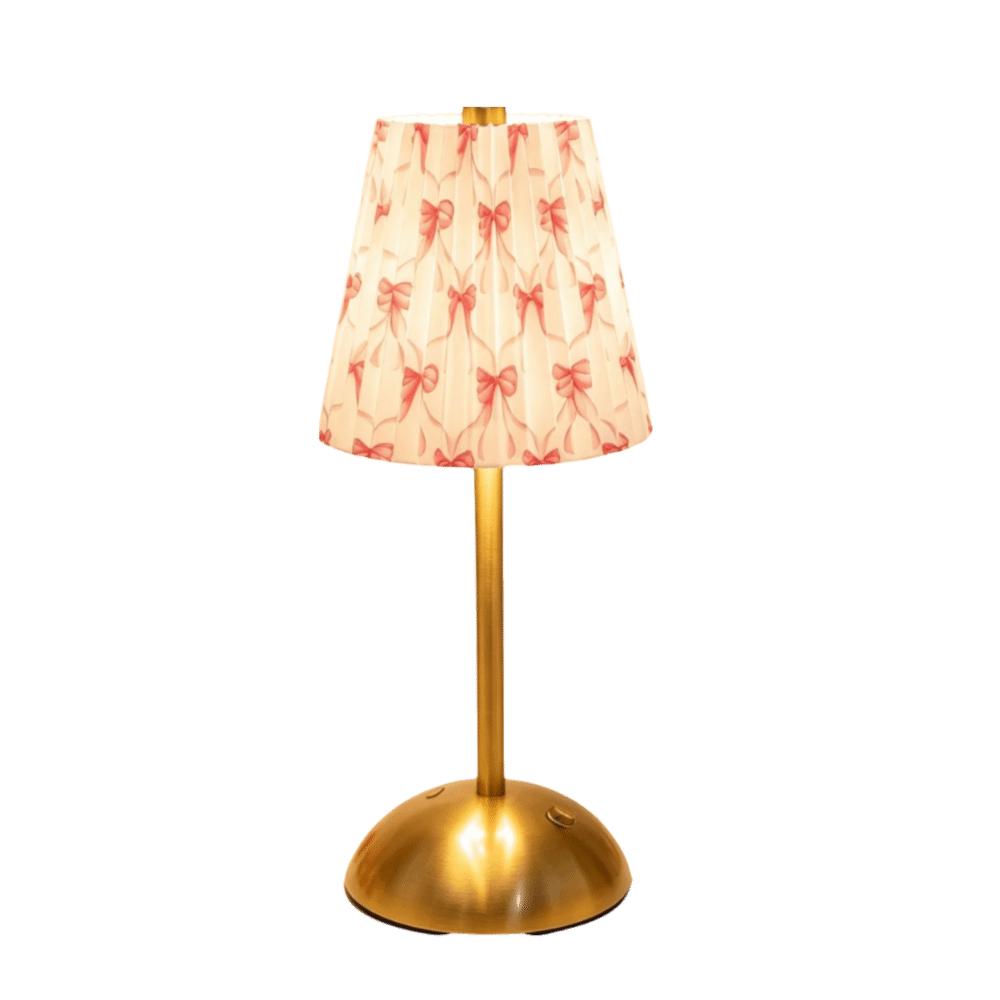 Metal Base Pleated Desk Lamp Fabric Shade Bedside Ambient Light Vintage Touch Bedside Lamp Bar