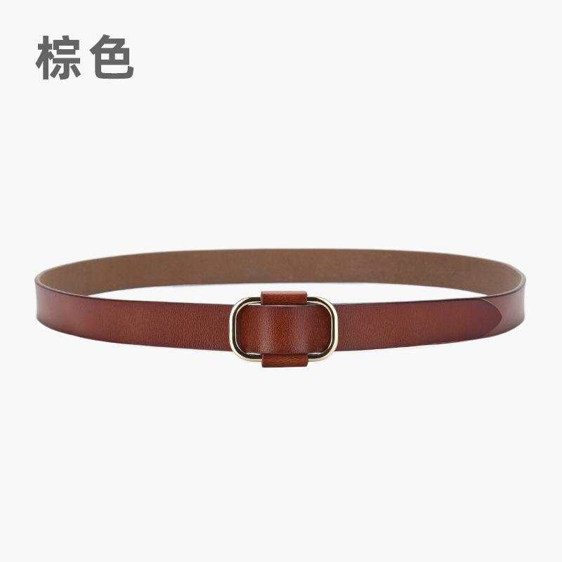 Четыре сезона в наличии новый женский ремень с квадратной пряжкой без иглы, повседневный кожаный ремень, простой ретро-модный ремень из натуральной кожи