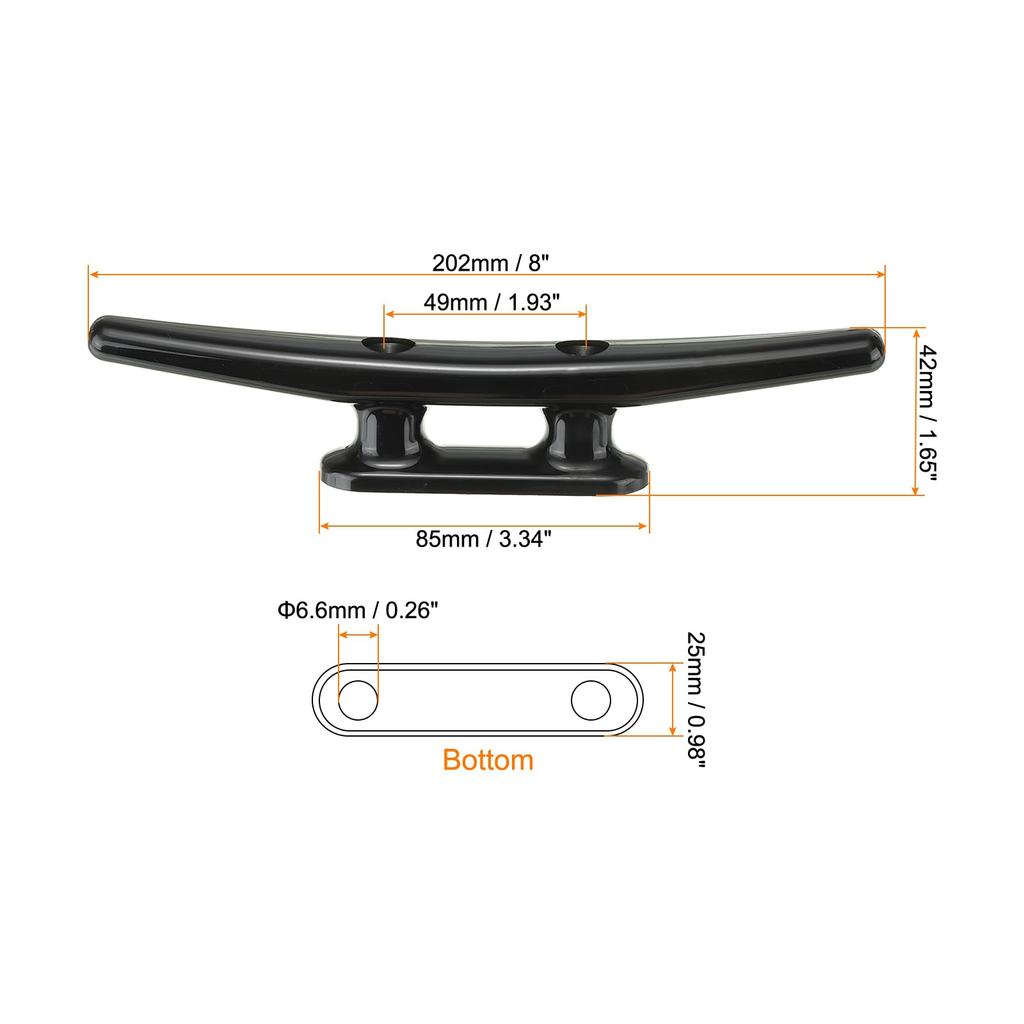 PATIKIL 202mm Nylon Boat Dock Cleat Kayak Small Rope Tie Cleat Dock Marine Deck Boat Canoe Kayak Decoration Black