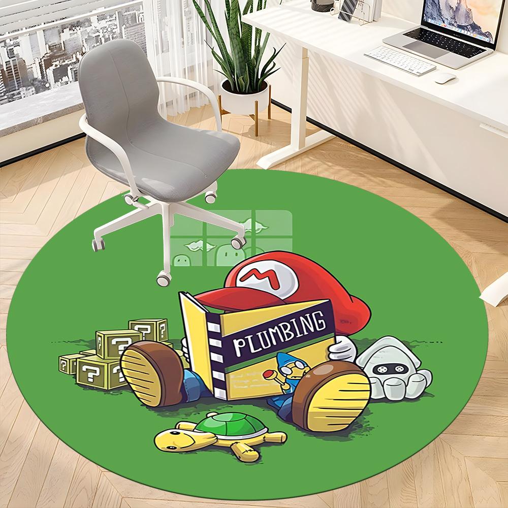 M-Mario Bros. Plumber Office Round Area Rug, Indoor Mat Suitable For Office, Under Office Chairs Bedroom Living Room Home Decor, DT1212023