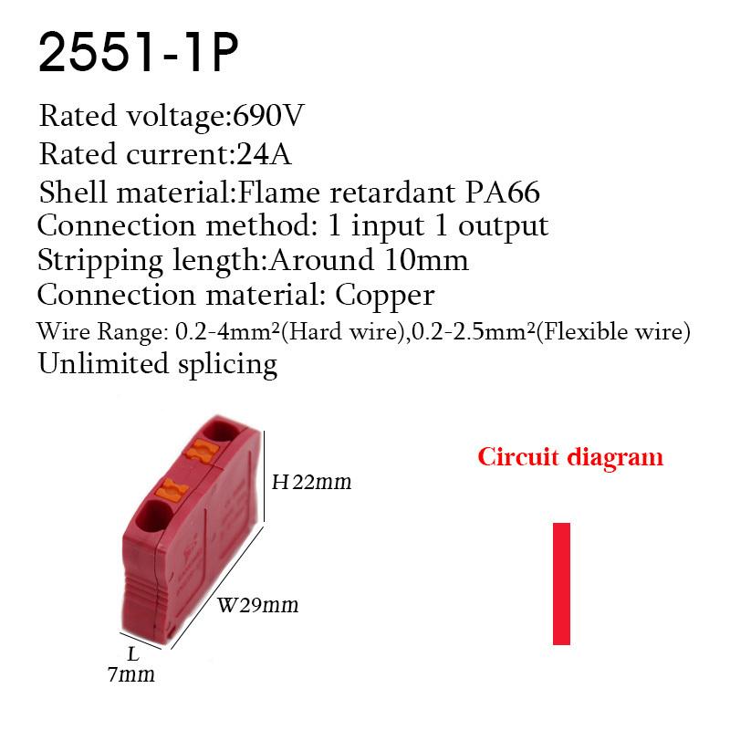Push-In Wire Connectors Electrical Cable Terminal Block Multiple In/out DIN Rail Mount With Fixing Hole Spliceable DIY Connectio
