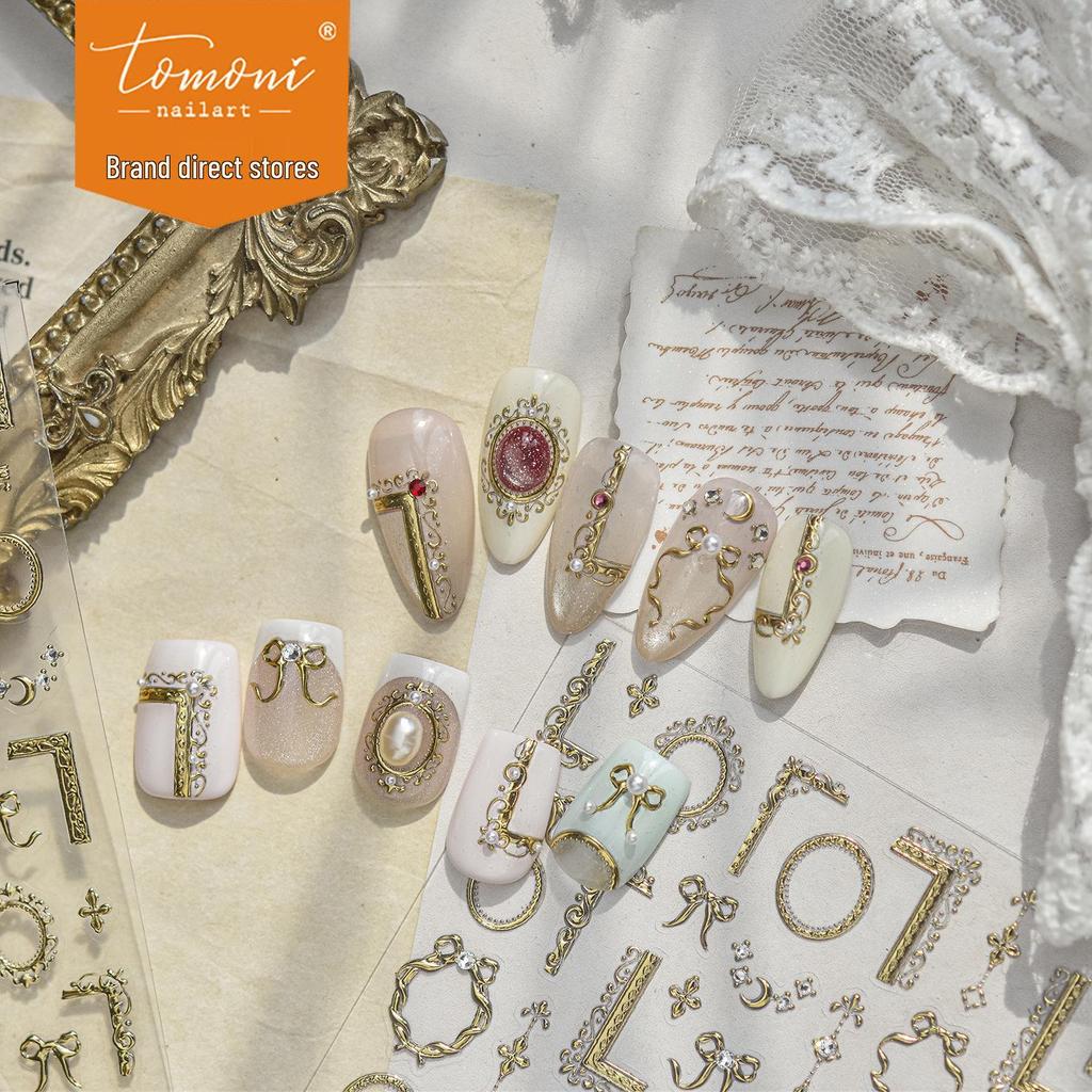 Наклейки для ногтей Tomoni x Moshu Crystal Diamond: Изысканные ornaments в металлической оправе