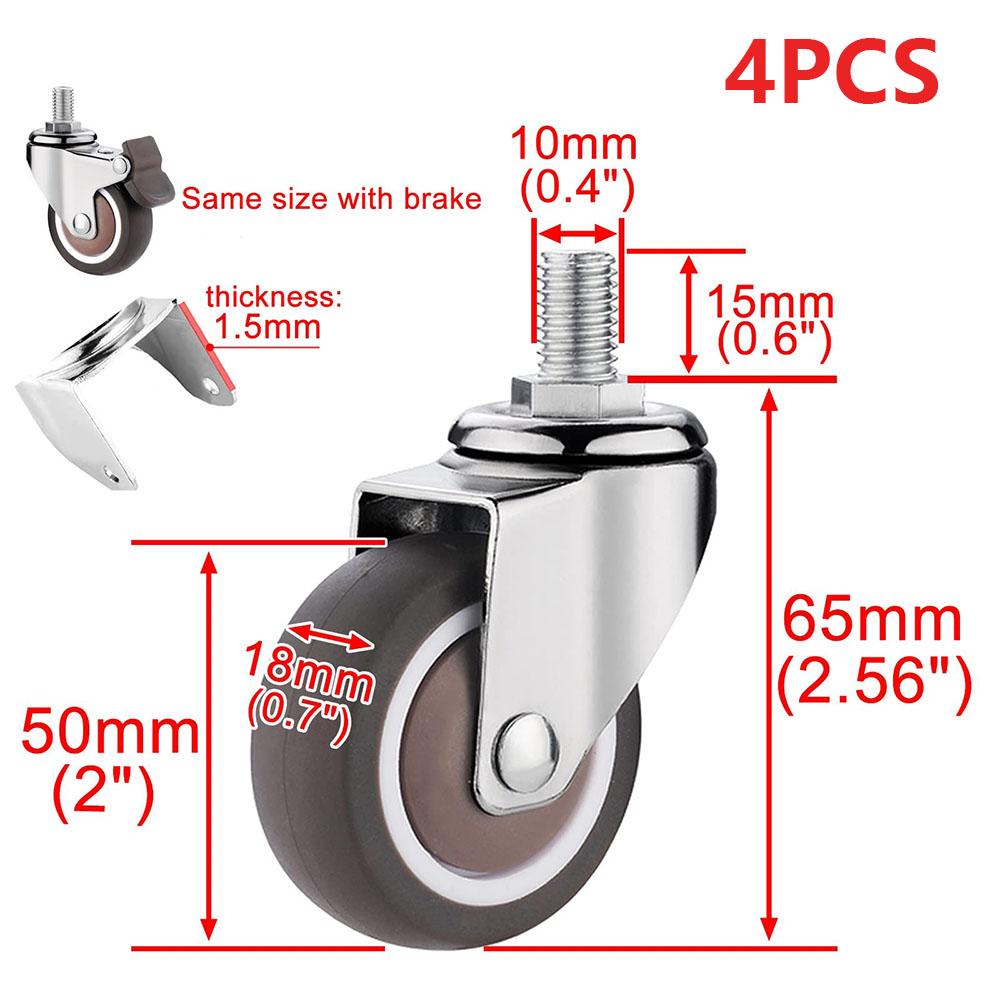 4PCS 1.5" / 2" Wheel Furniture Castor TPE Rubber Rubber Castor New Replacement Castors Table Shelf