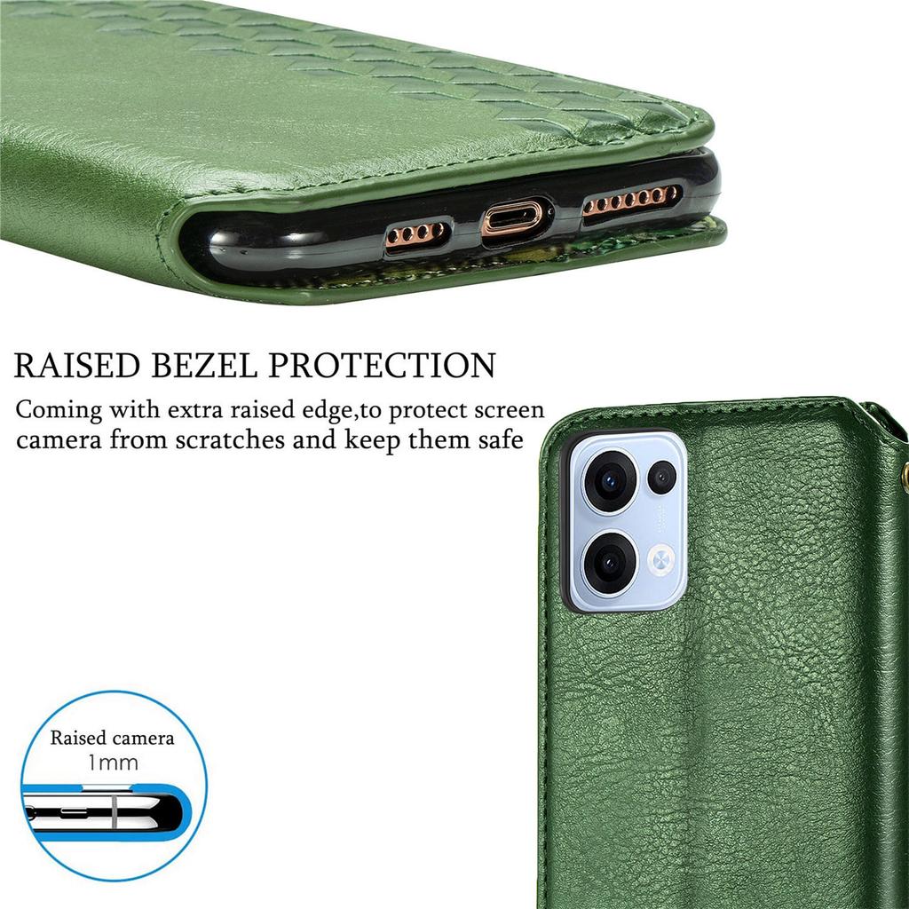 Для Oppo Reno13 5G (Глобальный) Чехол Кошелек из ПУ кожи с ромбовидным тиснением для телефона