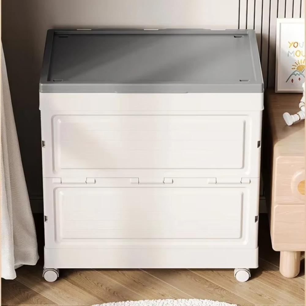 With Wheels Wardrobe Storage Box Clamshell Design Toy Storage Box Household Use