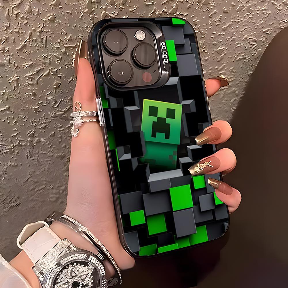 Игровой M-ine-c-crafts Чехол для телефона Для IPhone17 Air 16 15 14 Plus 13 12 11 Pro XS Max Серебристый Черный Бамперный Чехол