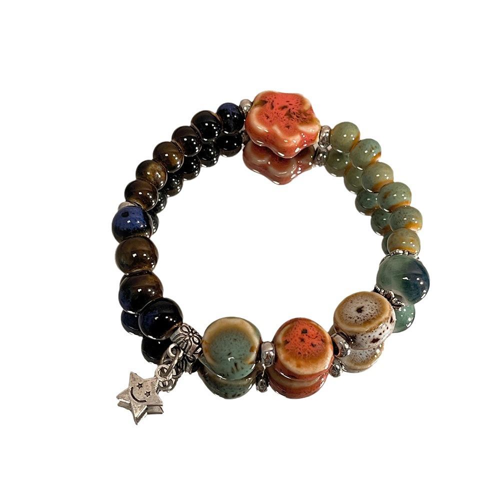 JMXD-China Wind Mulberry Childish Retro Ceramic Beaded Bracelet Women's New Chinese Natural Stone Girlfriend Bracelet Couple Bracelet