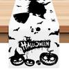 1pc White Black Halloween Table Runner Pumpkin Witch Pattern Dustproof Durable Tablecloth for Halloween Theme Party Decoration