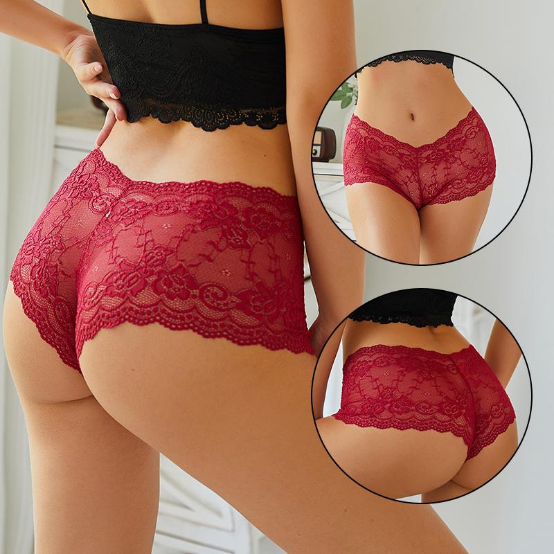 FINETOO 2PCS/Set High Waist Sexy Women Floral Lace Panties Lingerie Brief Girl Panty S-XL Underpants Female Underwear Intimates