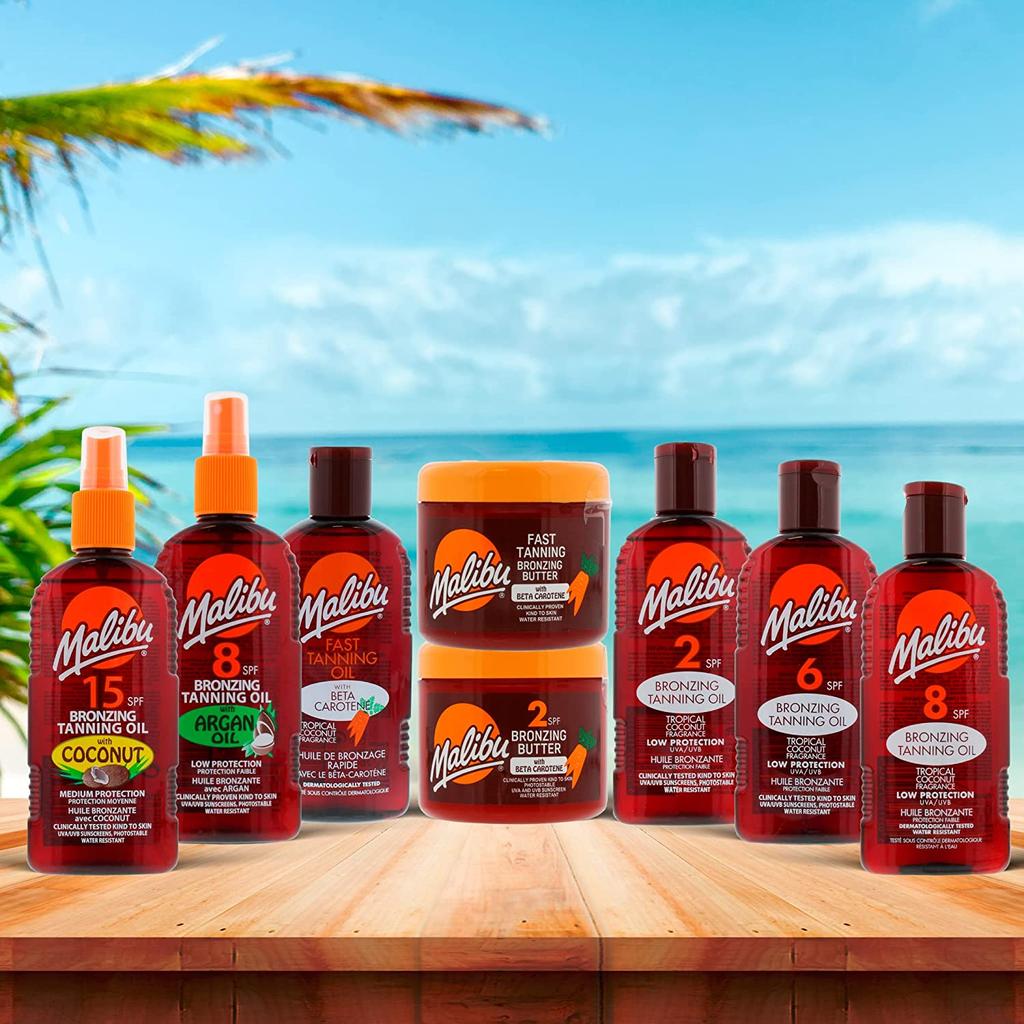 Malibu Сухой спрей-масло SPF15 Бронзирующее солнцезащитное масло 200 мл