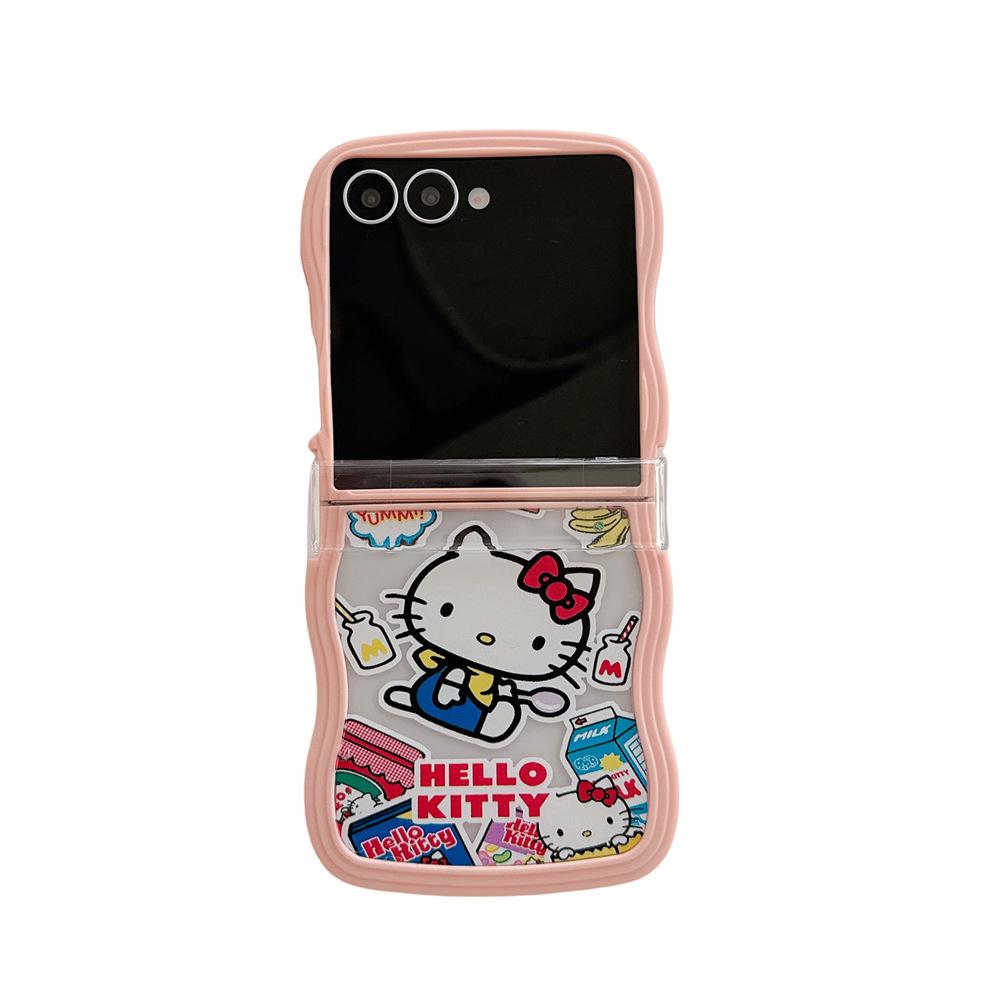 Мягкий защитный чехол из поликарбоната Hello Kitty с ремешком для серии Samsung Galaxy Z Flip