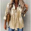 New Fashion Floral Print Plus Size Long Sleeve Womens Blouse