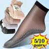 5/10Pairs Spring Summer Women Soft Socks Velvet Silk Socks Non-Slip Bottom Splice Transparent Ladies Ultrathin Breathable Sock