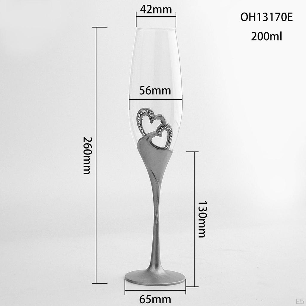 Champagne Flute Glassware Hand Blown Heart Shaped Toasting Cups Goblet Cocktail Glass Elegant for