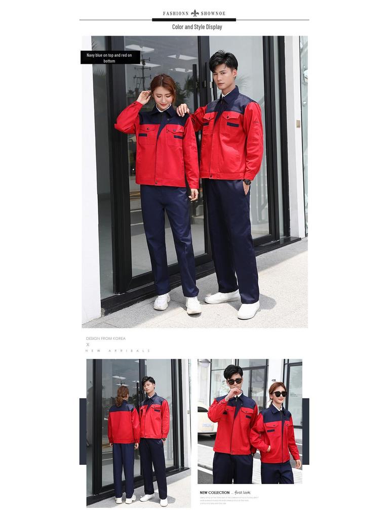 Men's Durable Long-Sleeve Workwear Set for Spring and Autumn: Thickened, Wear-Resistant for Workshop and Auto Repair.