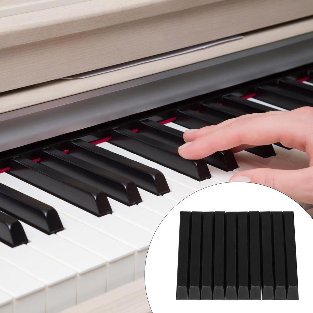 10Pcs Black Piano Key Replacement Plastic Piano Keytops Keys Flats Piano Repair Accessories Musical Instrument Part
