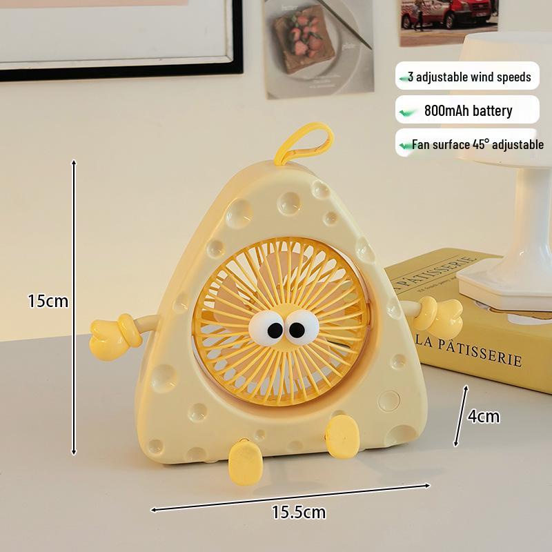 Cute Cheese Mini Electric Desktop Fan: Summer Office & Dorm Stand Charger