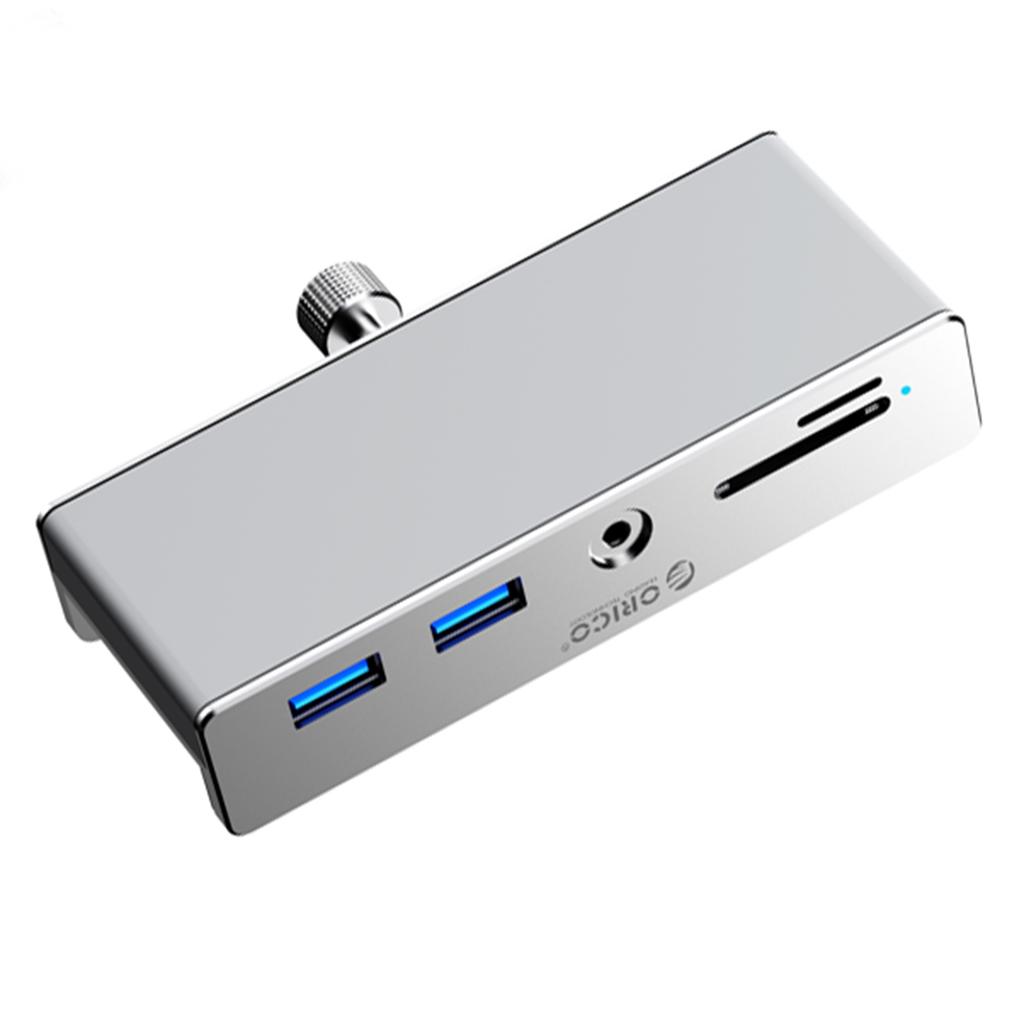 MH5PMM Clamp-Mounted Hub USB-C / USB-A SD TF 3.5mm Audio - Silver