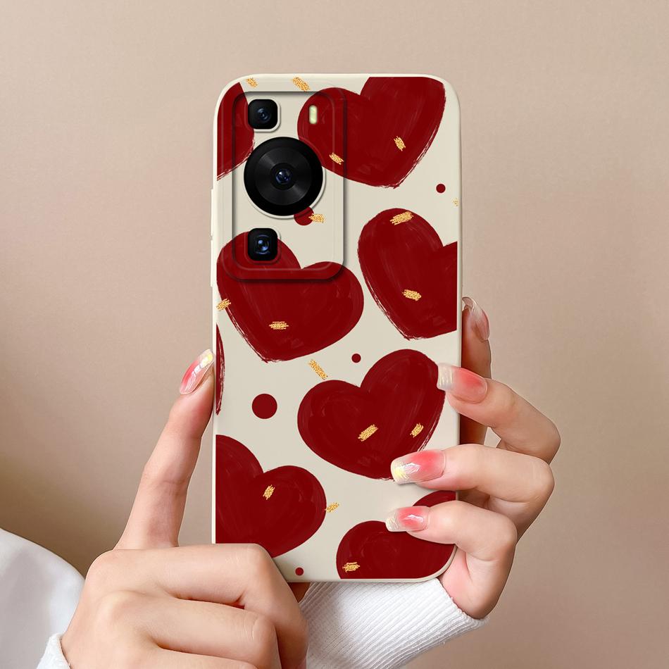 For Huawei P60 Pro Art Phone Case Cute Design Soft Liquid Silicone Back Cover For HuaweiP60 P 60 Anti Drop Durable Bumper Funda