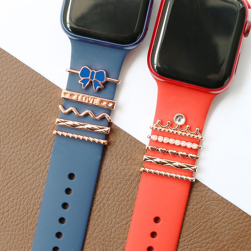 Universal Smart Watch Band Charms Metal Decorative Charms Loops Watch Strap Ornaments with Rhinestone (without Strap)
