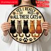 2D Flat, 1pc Retro Round Aluminum Cat Lover Logo - Rustic Wall Art with "Yes, I Really Need All These Cats" Design, Home, Bar, Cafe, And Garage Decor